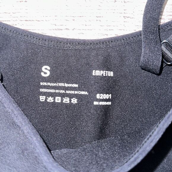 NWOT Empetur Black Nylon Spandex Adjustable Spaghetti Strap Compression Tank | S - Picture 2 of 3